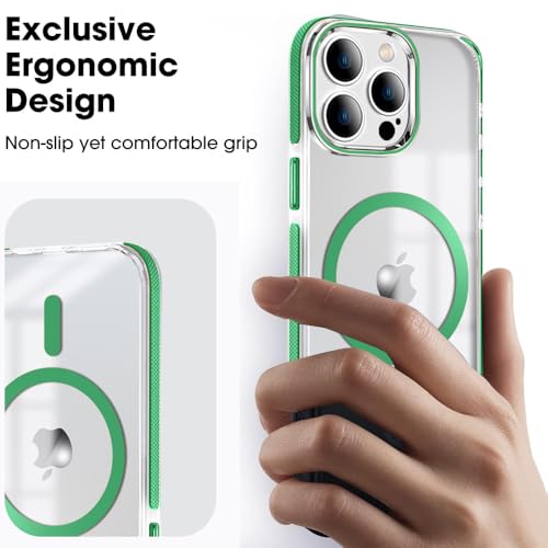 Image of MINTZZ ️ for iPhone 13 Pro Max Case, Compatible with MagSafe, Military-Grade Protection, Yellowing Resistant, Scratch-Resistant TPU Back, Magnetic Phone Case for iPhone 13 Pro Max, Clear Green