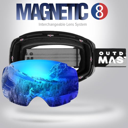 Image of OutdoorMaster Ski Goggles PRO - Frameless, Interchangeable Lens 100% UV400 Protection Snow Goggles for Men & Women (VLT 15% Blue Lens Free Protective Case)