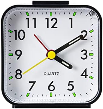 Analog Travel Alarm Clock, Super Silent Battery Operated Small Desk Clock with Snooze, Beep Sounds, Night Light Function, Easy Set Clock for Bedroom, Beside, Desk (Black)