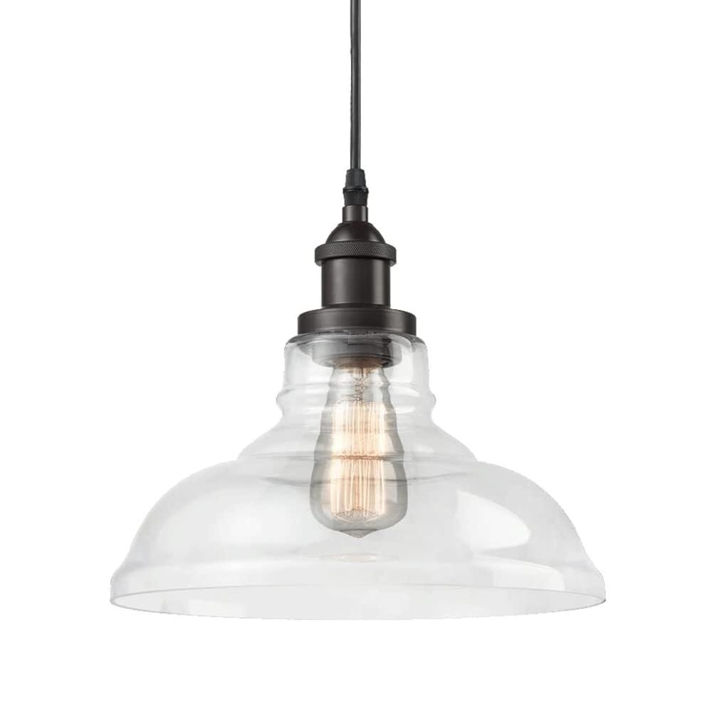 HYJAUSXB Vintage Industrial Chandelier,High Light Transmission Glass Pendant Light,E27 Base Single Head Hanging Light,Indoor Adjustable Height