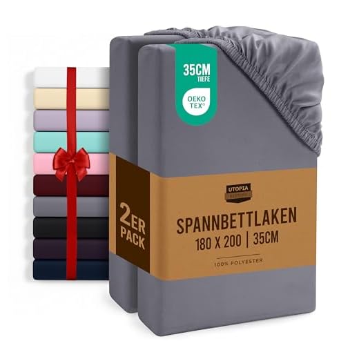 Utopia Bedding - 2er Set Spannbettlaken 180x200cm - Grau - Gebürstete Mikrofaser Spannbetttuch - 35 cm Tiefe Tasche