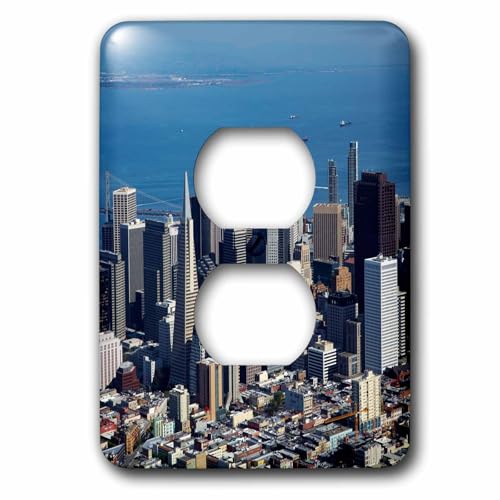 3dRose USA, Downtown San Francisco, and ships in San Francisco Bay, aerial 2 plug outlet cover