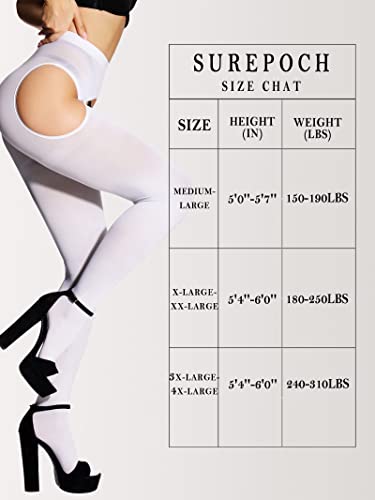 Image of SUREPOCH Suspender Tights for Women Plus Size Garter Belt White Control Top Pantyhose
