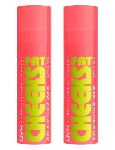NYX Professional Makeup Fat Cheeks Juicy Blush Liquido Tonalità 05 Peach Plunge Idratante Colore Modulabile e Intenso Tenuta 12h Formula Vegana con Peptidi Olio di Lampone e Kiwi - 2 Blush da 8ml