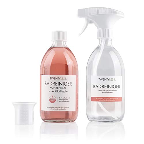 Preisvergleich Produktbild Twentyless Badreiniger Starter-Set / Natürliches und ergiebiges Reinigungskonzentrat, Reinigungsmittel / 1 Glasflasche (500ml) ersetzt 20 Plastikflaschen