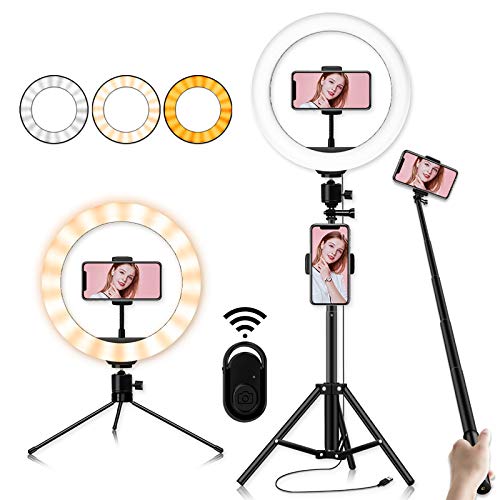 Lampe annulaire avec trépied réglable - Support de téléphone pour anneau lumineux - 26