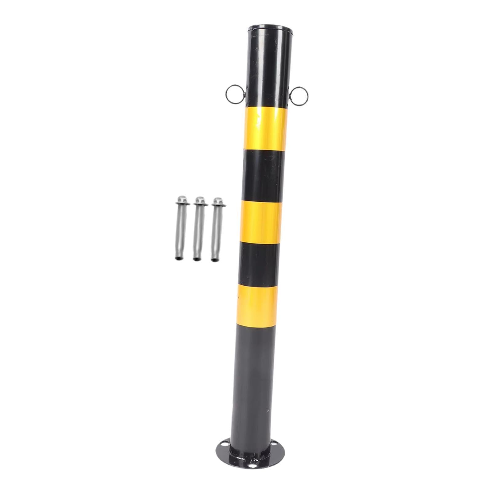 perfk Bolardo de estacionamiento de seguridad Bolardo de estacionamiento de 30' de alto de acero Accesorio protector profesional negro y amarillo para, Anillo Doble