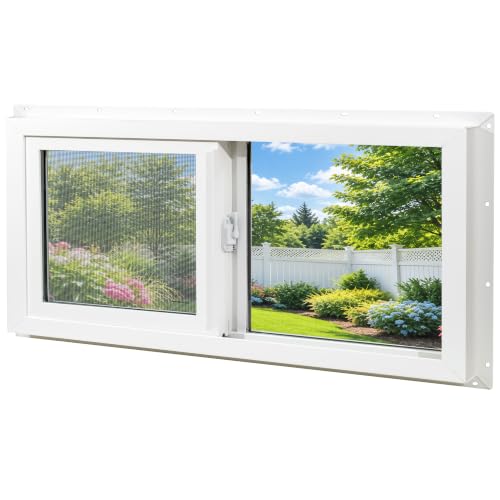 Janasse Basement Window, Vinyl Bathroom Sliding Windows, 32" X 14" White by janasse - Used condition - US$85.56