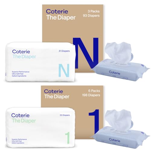 Coterie Newborn Diapers + Water Wipes Baby Kit Essential Newborn Must
