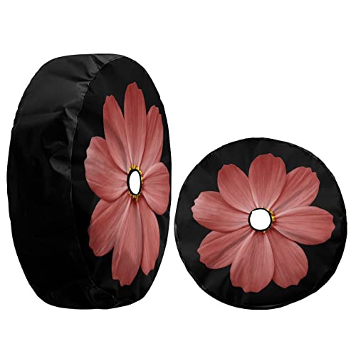 Image of Delerain Spare Tire Cover with Backup Camera Hole Dark Red Flower Primula Wheel Covers Waterproof Dust-Proof UV Sun Universal Fit for RV Trailer RV SUV Truck (18 Inch for Diameter 32 inch-34 inch)