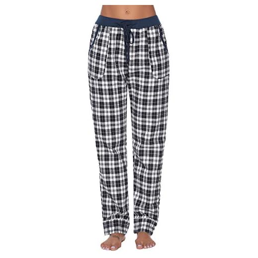 iClosam Pantalones Pijama Mujer Algodón a Cuadros Pantalones Largos de Pijama Suave y Comodo Pantalón Chandal Mujer para Dormir Casa S-XXL