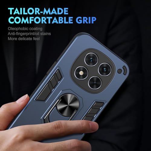 Image of ShieldTech PC Back Cover Case for Poco X7 5G | Ring Stand | Camera Protection | Blue Mobile Phone Back Cover Case for Poco X7 5G | Blue Back Cover