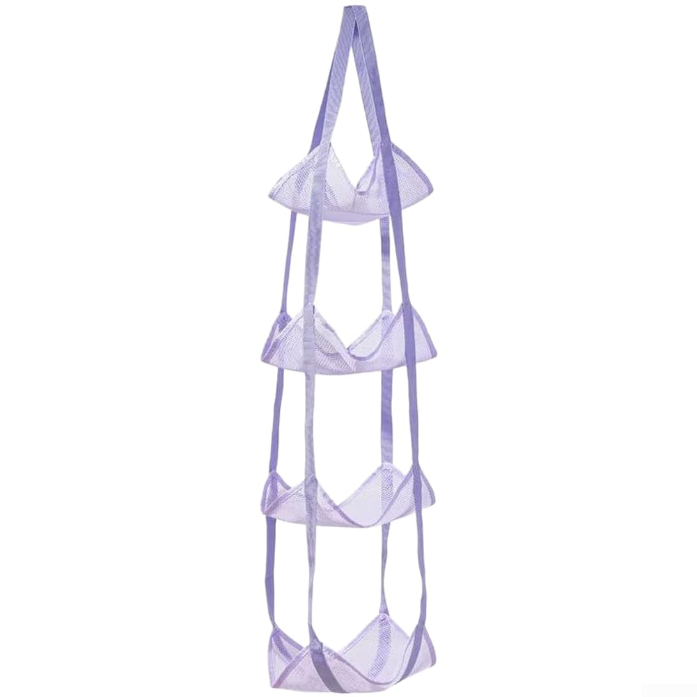 Wandmontage Sportball Netz Tasche 30x30cm Platzsparend(Four-layer Purple)