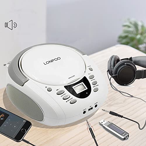 Lonpoo LP-D01 Cd Player Portable Boombox With Fm Radio/Usb/Bluetooth/Aux Input And Earphone Jack Output thumb #3