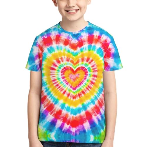 Image of Big Kids Tie Dye Shirt for Boys Girls Short Sleeve Hippie Tshirt Senior Tee