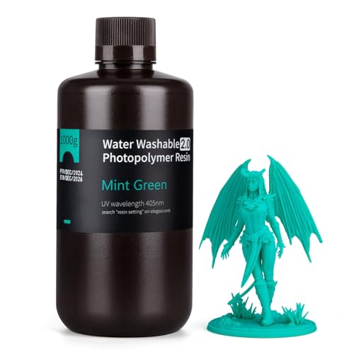 ELEGOO Water Washable 2.0 3D Printer Resin Mint Green 1000g