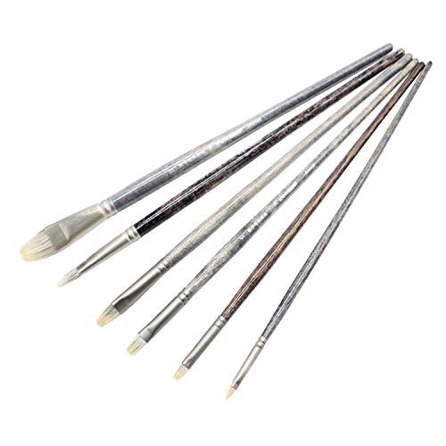 Eval 6Pcs/Set Professional Badger Hair Birch Rod Hair Filbert Artist Brushes Painting Brush Art Supplies for Acrylic Oil Painting Art Brush Gouache Paint