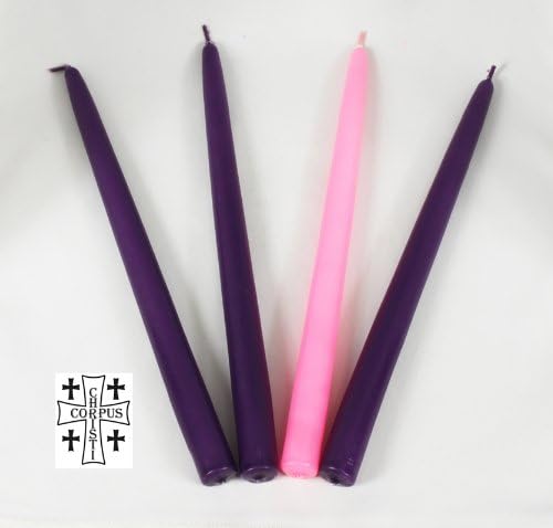 Advent Candle Set - 3 Purple 1 Pink - 12"