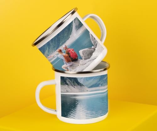 ORWO – 300 ml Emaille-Tasse bedrucken und mit Foto personalisieren | robuste Blechtasse | Emaille-Becher mit Namen | hochwertiger Druck: handmade in Germany (best moments)