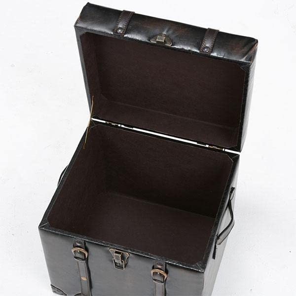 Amazon.co.jp: トランク風スツール 収納付き腰掛椅子 合成皮革張り