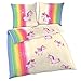 Produktbild EINHORN Biber Mädchen Bettwäsche  SWEET RAINBOW UNICORN · Regenbogen - Kissenbezug 80x80 + Bettbezug 135x200 cm