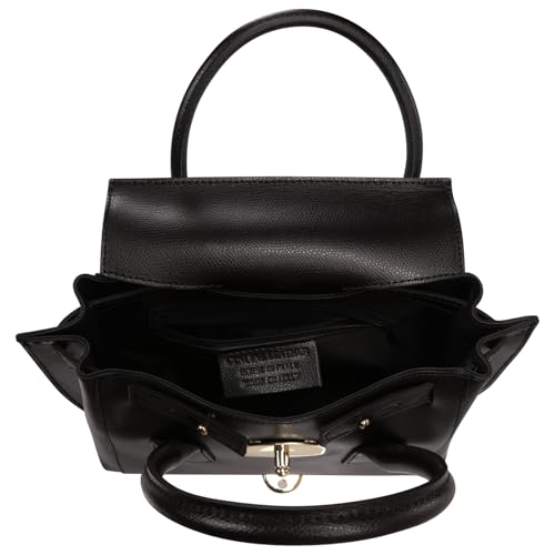 Sac à main noir compact OTT848HS1 taille M avec base stable 8cm - 4