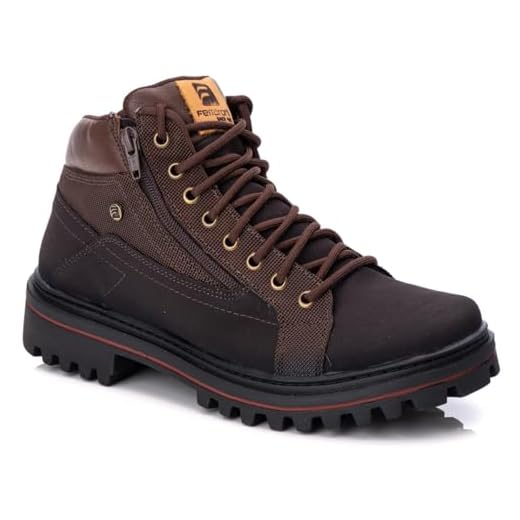 Bota Coturno Masculino Tratorado com Zíper Estilo Aventura Motoqueiro Moderno (Marrom, BR, Adulto, Numérico, 44)