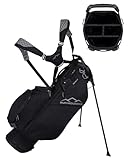 Sun Mountain 2025 Phenom Stand Bag - Durable Golf Bag with Six Pockets for Ample Storage - Features an Ergonomic EZ-Fit Dual Strap System and a Matching Rain Hood - Black