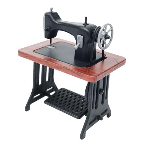 Modelo de escena de máquina de coser, modelo retro de máquina de coser, figura pequeña de máquina de coser, accesorios de casa de simulación, adorno decorativo para el hogar, sala de manualidades o