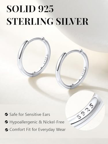 Image of Silvora 14K Gold Plated Huggie Hoop Earrings for Women, Small Sterling Silver Hoops, Hypoallergenic Cartilage Earrings for Sensitive Ears 8 /10 /12 /14 /16 /18 /20MM