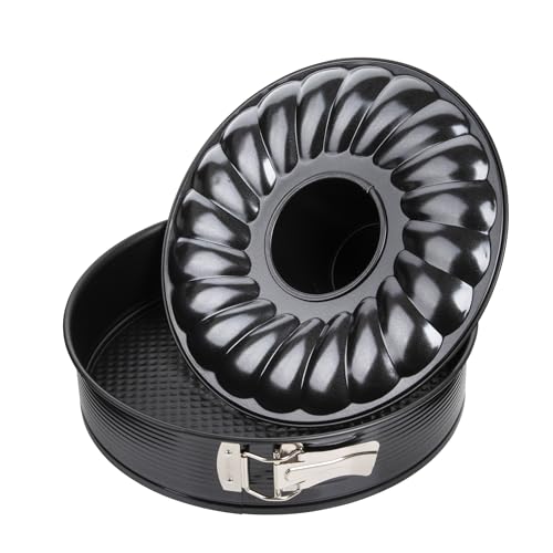 Zenker Black Metallic Molde Desmontable 2 Fondos, Óptimo para tartas y fácil de desmoldar, Diámetro 26 cm, Acero con revestimiento antiadherente de Teflon, Color Negro, 1 ud