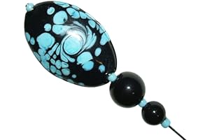 BLACK ART GLASS STICK PIN BLACK FLORAL SCARF COAT HAT LAMPWORK GLASS PIN