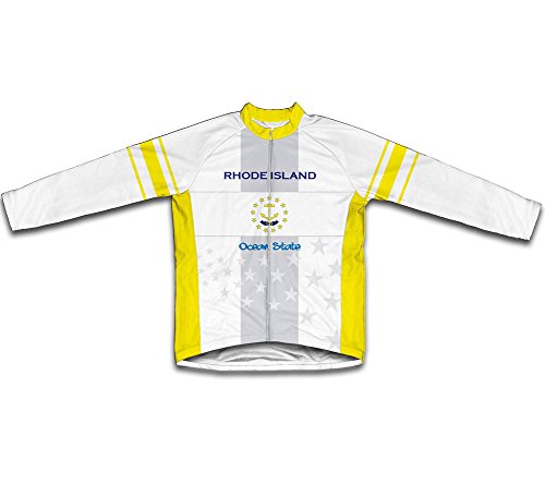 ScudoPro Rhode Island Flag Long Sleeve Cycling Jersey for Men - Size 4XL