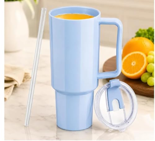 Image of Stainless Steel Tumbler with Lid and Straw| Double Wall Reusable Tumbler Bottle with Handle Leak Proof Tumbler for Gym Travel Office Sipper Water Bottle (1200ml)(Multicolor)