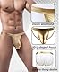 comeondear Erotische Strings für Herren Tanga Kunstleder Wetlook Jockstrap Männer Sissy Dessous Sexy Unterwäsche Gay Große Größen Ouvert Thong mit Beutel Reizwäsche Unterhosen Slips Bikini(Gold,M)