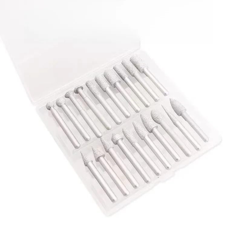 Głowica szlifierska lutowana diamentowo, 20 szt., zestaw frezów szmerglowych, tarcza metalowa, wiertarka elektryczna 6 mm, bity do rzeźbienia w kamieniu wanglan(Brazed burr set)