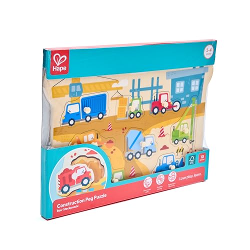 Image of Hape Construction Vehicles Peg Puzzle