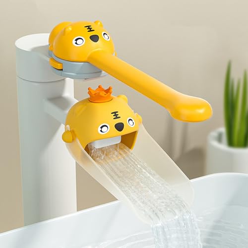 Image of Faucet Handle Extender Set, Faucet Extender for Kids Child Sink Extender Kids Hand Wash Helper Faucet Extender for Bathroom Sink-Yellow