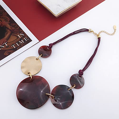 Bocar Chunky Irregular Acrylic Costume Pendant Necklace Women Large Statement 22" Collar Necklace3