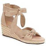 LAICIGO Womens Espadrilles Wedge Sandals Back Zipper Closure Open Toe Platform Ankle Strap Summer Dress Shoes with Bow Decoration
