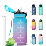 Grsta Borraccia 500ml, Borraccia Bambino con Cannuccia, Facile da Pulire, A Prova di Perdite Bottiglia Motivazionale, Borracce con Indicatore del Tempo per Ufficio, Viaggio, Outdoor