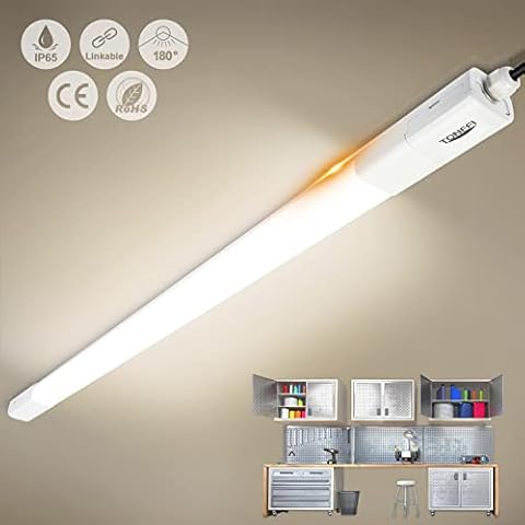 TONFFI LED Feuchtraumleuchte 115CM, 36W 4100LM LED Röhre, Reihenschaltung, Neutralweiß, IP65 Wasserfest Feuchtraumlampe Wannenleuchte Deckenleuchte für Keller Werkstatt Garage Küche Bad Büro Cover