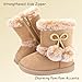 Moceen Baby Girls Winter Boots Toddler Kid Fashion Side Zip Fur Lined Lightweight Warm Snow Boots with Cute Pom Pom Size 9 Toddler 8206 Brown