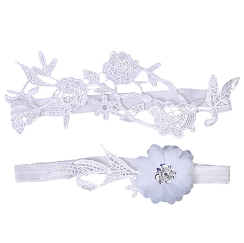1 Pair Bride Garter Floral Bridal Elastic Thigh Ring Garter Belt Set for Wedding Party Cosplay-image-9