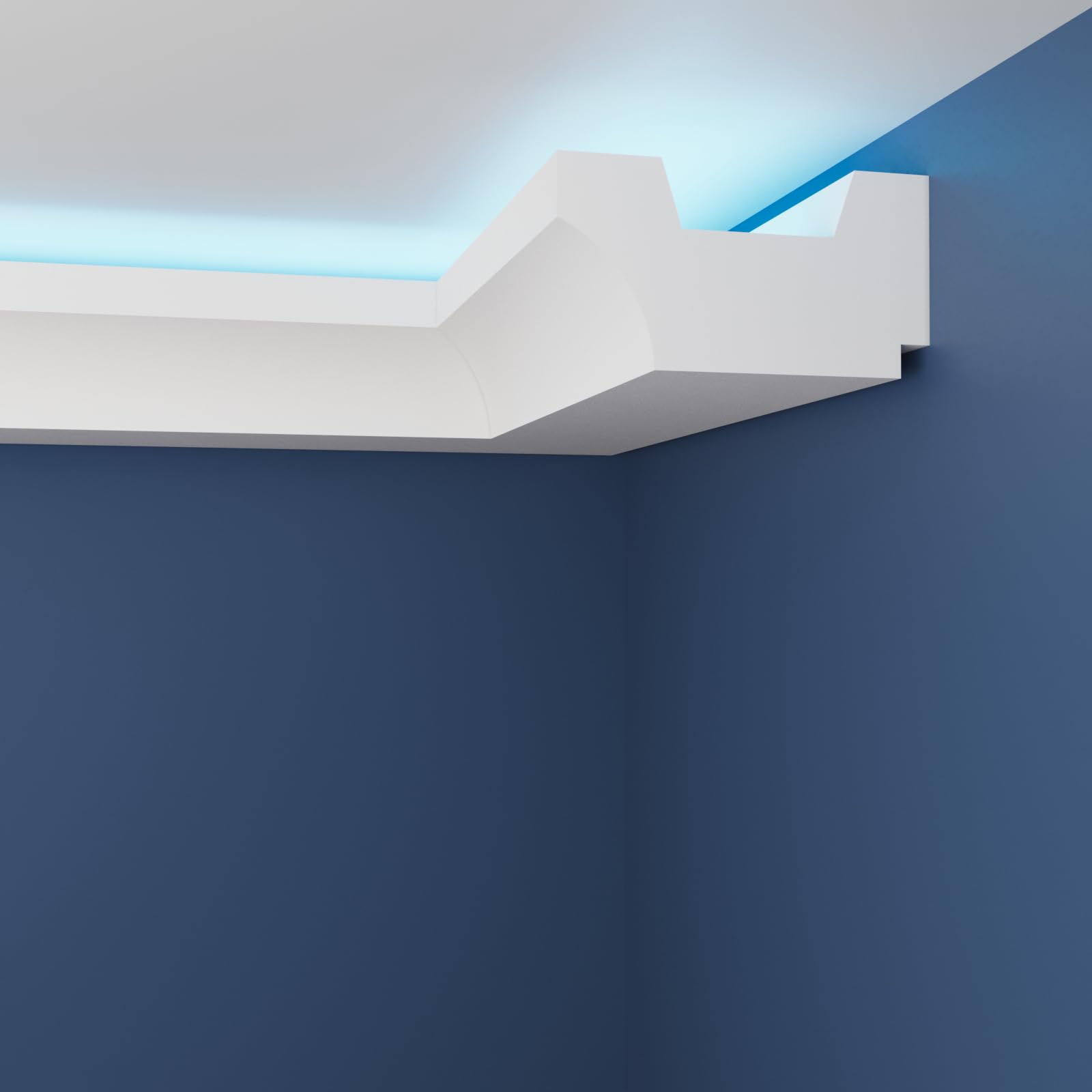 WOLDECOR Premium LED Coving Cornice – Lightweight XPS Ceiling Moulding Trim, Easy to Install Decorative Polystyrene Coving for Walls and Ceilings with LED Lighting (WLU03, Internal Corner 20cm) — image 1