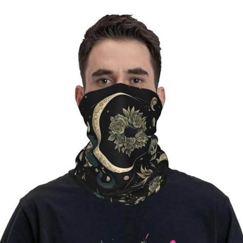 Pasamontañas vintage con fases de la luna y diseño místico abstracto para hombres y mujeres, bufanda para cuello y cubrebocas para motocicleta, ciclismo, esquí y fiestas miniatura 2