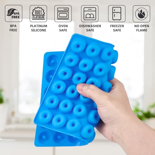 Image of Puyeipt 4 PCS Silicone Gummy Candy Molds, 201 Cavities Non-Stick Mini Size Gummy Bear, Dinosaur, Heart and Donut Molds with 2 Droppers for Small Hard Candies, Jello, Chocolates