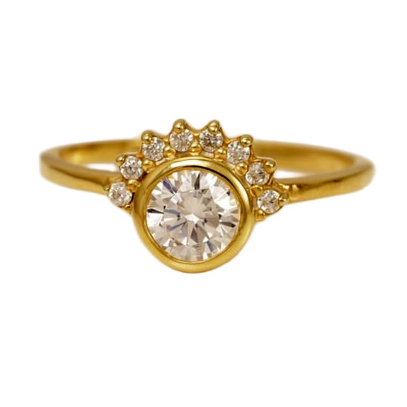 Bague imposante en argent anneau plaqué or et oxyde de zirconium transparent