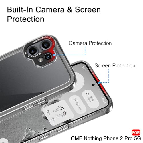 Image of TheGiftKart Hybrid ShockProof Back Cover Case for CMF By Nothing Phone 2 Pro 5G | Stylish Camera Border | Plated Buttons | Crystal Clear Hard Case for Nothing CMF Phone 2 Pro (TPU & PC, Smoked Bumper)