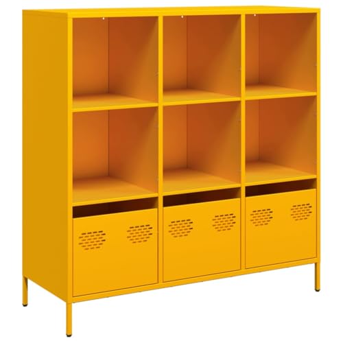 vidaXL Aparador de Acero Amarillo Mostaza 101,5x39x103,5 cm, librería, Estante y Mueble de Libros, Armario estantería de Libros, librerías